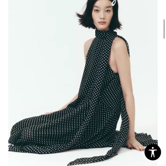 NWT | ZARA COLLECTION HALTER POLKA DOT DRESS Medium - Picture 7 of 8
